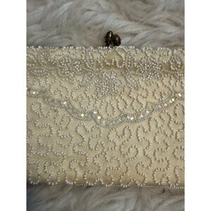 Vintage Dormar Belgium White Beaded Purse Handbag Clutch Bridal
